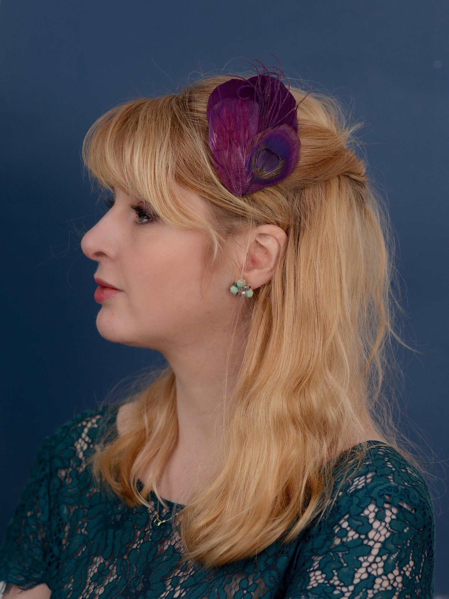 Purple Peacock Feather Hair Clip | Peacock Feather Fascinator | Wedding Fascinator | Bridal Hair Clip | Bridesmaid Hair Clip