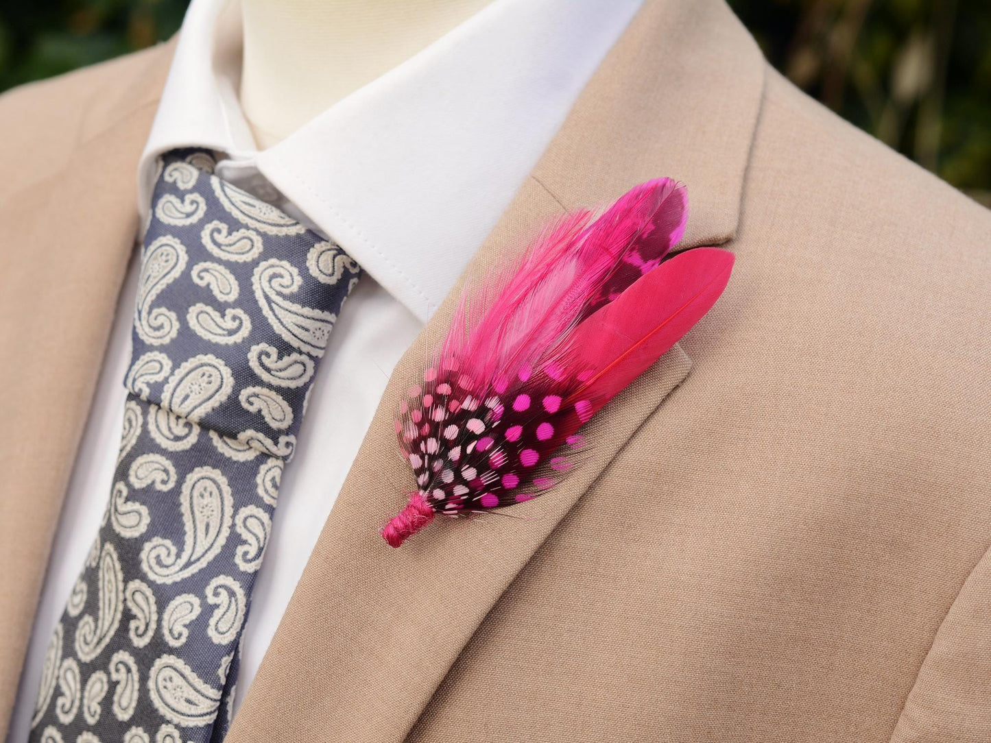 Bright Pink Feather Brooch No.121 | Feather Boutonniere | Feather Hat Pin Feather Lapel Pin
