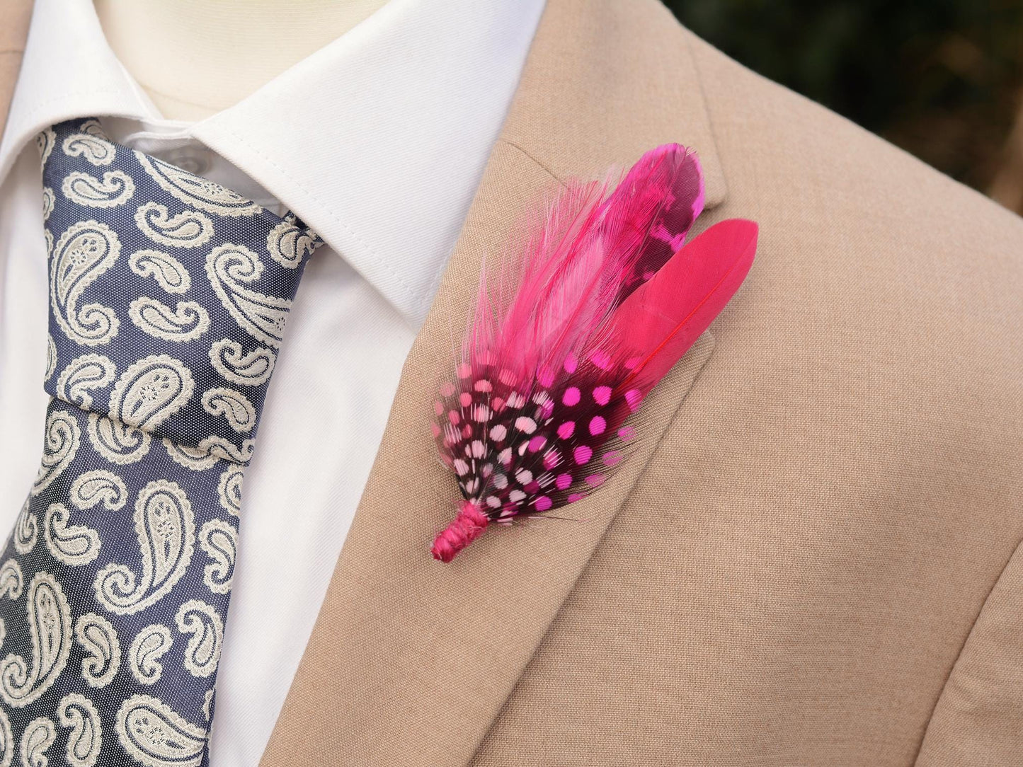 Bright Pink Feather Brooch No.121 | Feather Boutonniere | Feather Hat Pin Feather Lapel Pin