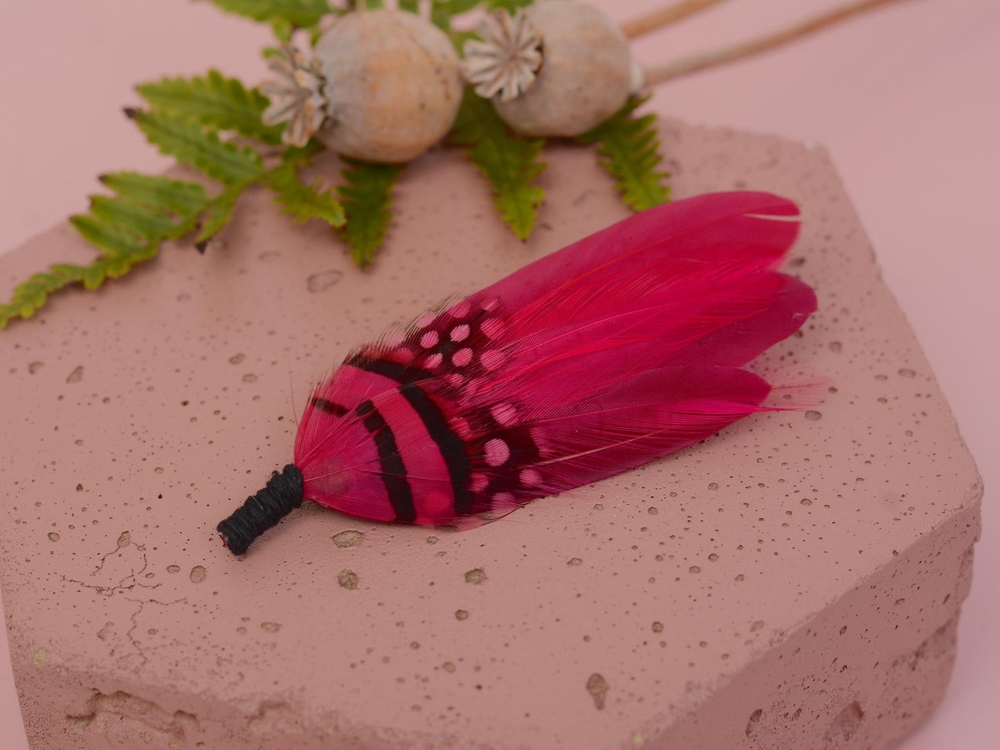 Raspberry Pink Feather Pin Small no.122 | Duck Feather Boutonniere | Feather Brooch | Feather Hat Pin
