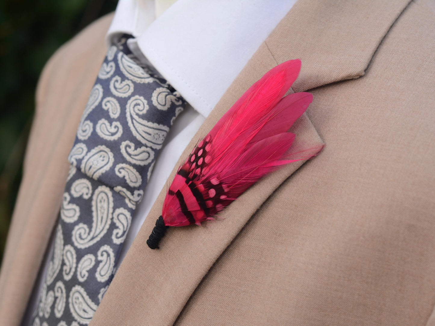 Raspberry Pink Feather Pin Small no.122 | Duck Feather Boutonniere | Feather Brooch | Feather Hat Pin