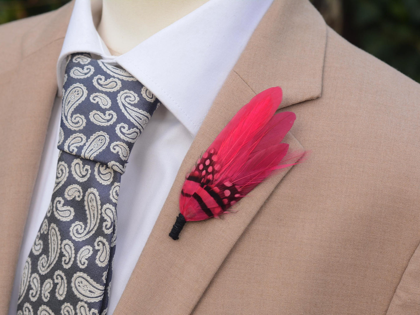 Raspberry Pink Feather Pin Small no.122 | Duck Feather Boutonniere | Feather Brooch | Feather Hat Pin
