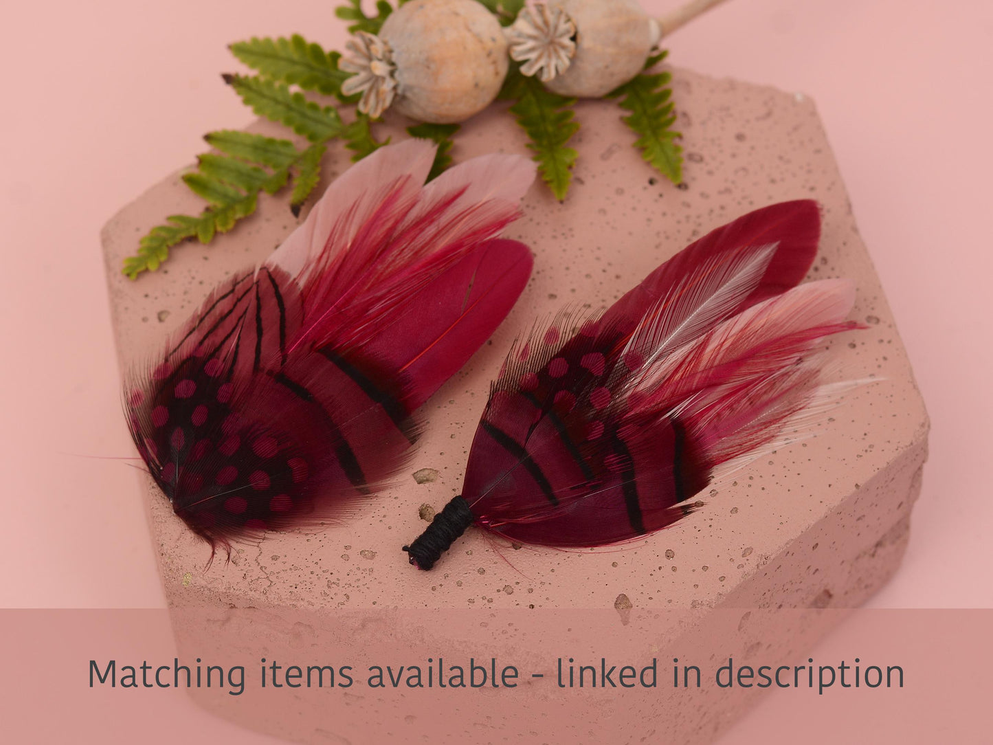 Berry Burgundy and Blush Pink Hair Clip No.123 | Burgundy Feather Fascinator | Pink Feather Headpiece