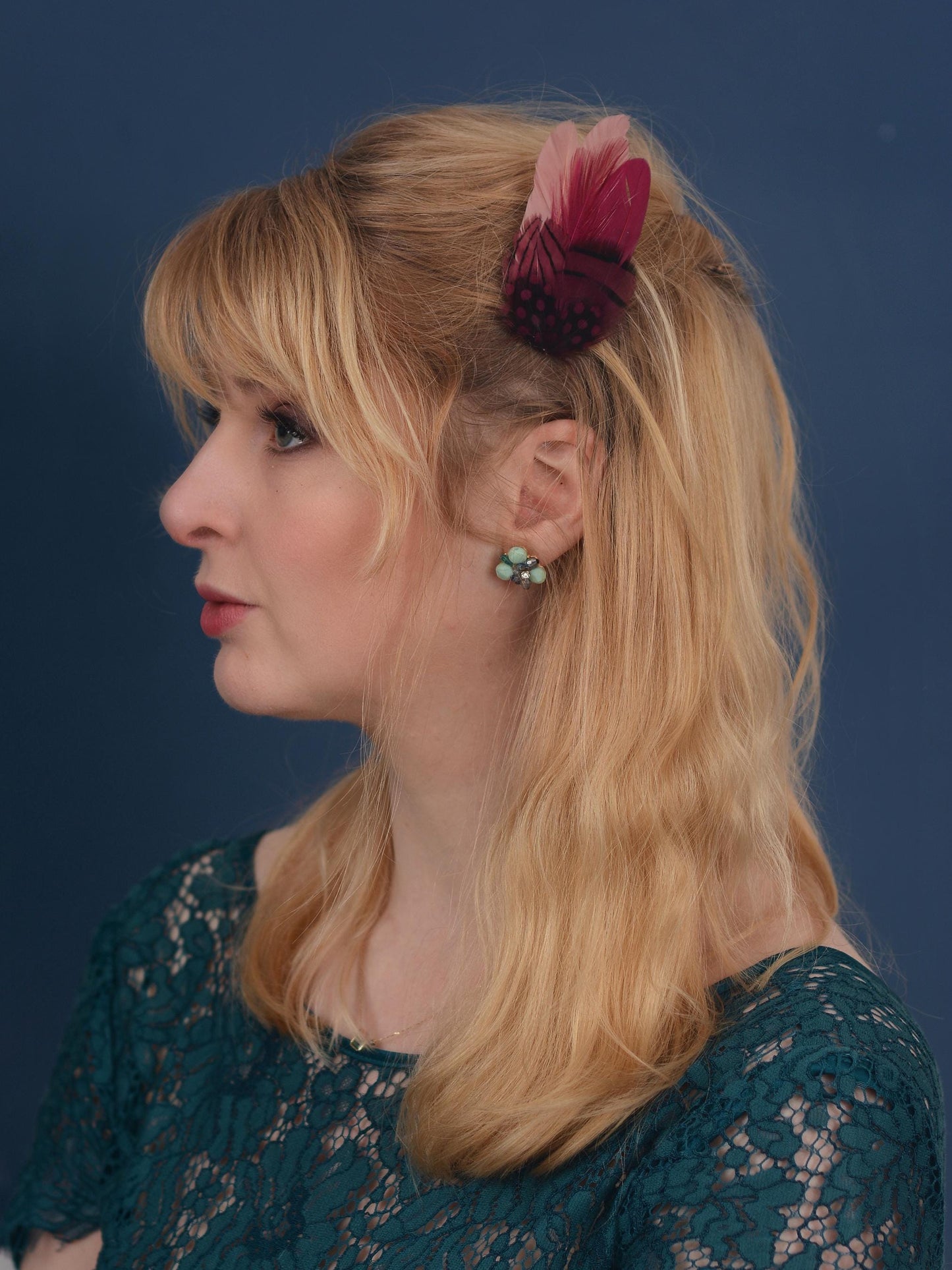 Berry Burgundy and Blush Pink Hair Clip No.123 | Burgundy Feather Fascinator | Pink Feather Headpiece