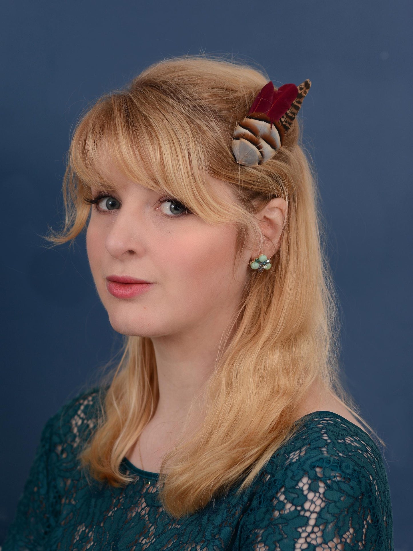 Burgundy, Partridge and Pheasant Feather Hair Clip | Pheasant Feather Fascinator | Feather Headpiece | Bridesmaid Hair Clip
