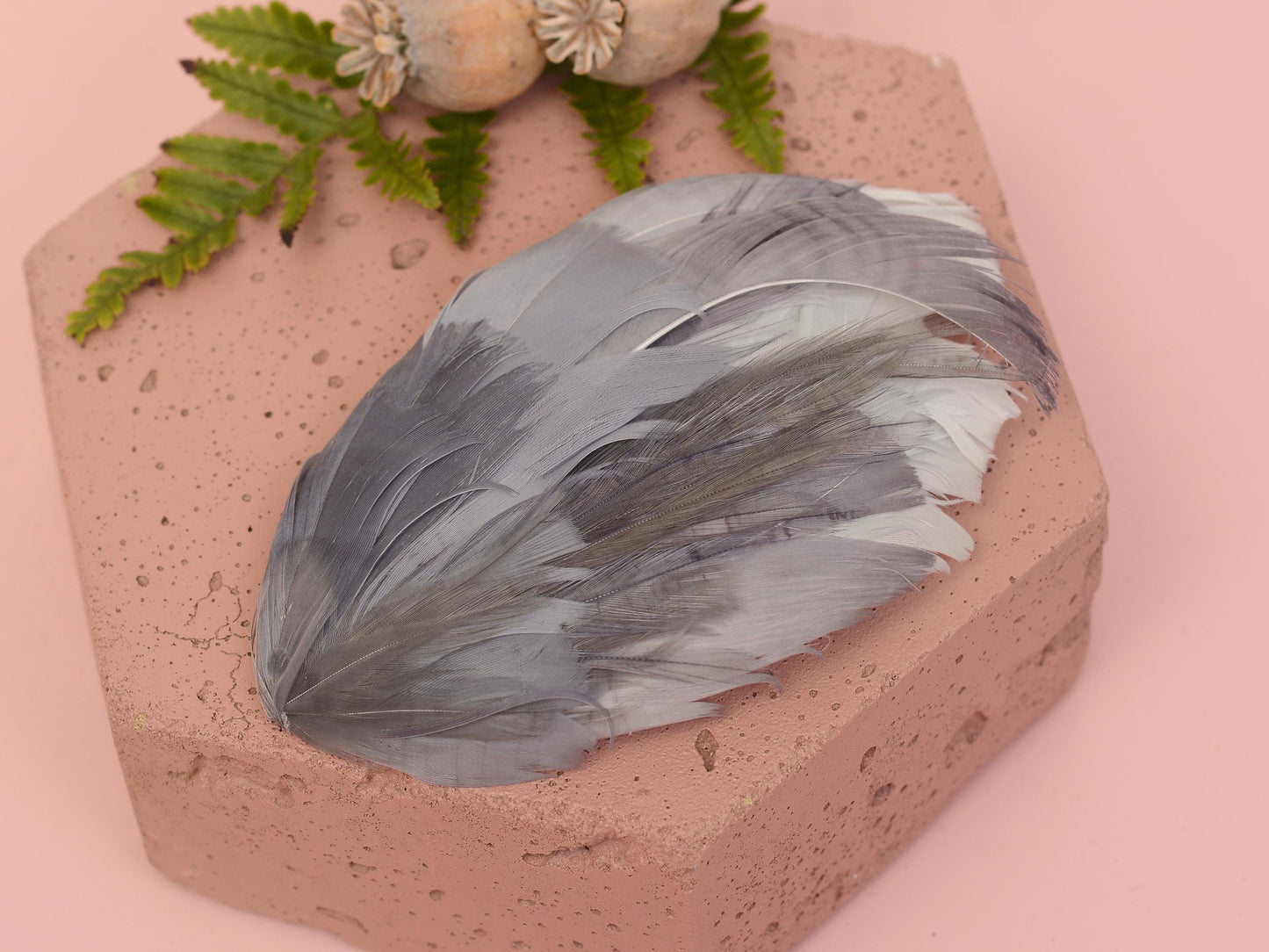 Feather Hair Clip in Silver Grey | Feather Fascinator | Feather Headpiece | Wedding Fascinator | Bridal Headpiece