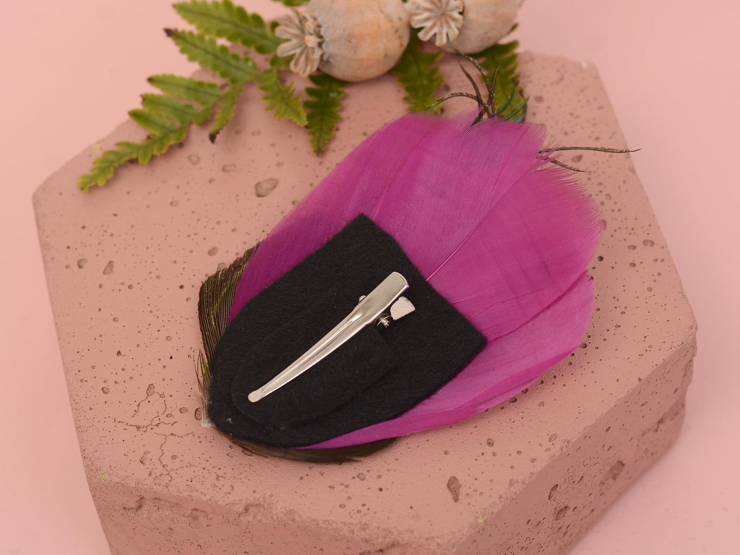 Purple, Navy Blue and Peacock Feather Hair Clip | Peacock Feather Fascinator | Peacock Feather Headpiece | Bridesmaid Hair Clip | Wedding