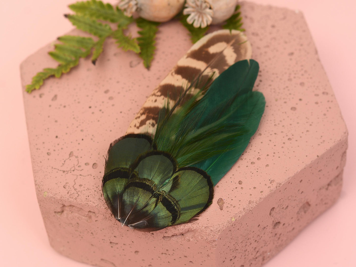Bottle Green Feather Hair Clip | Pheasant Feather Hair Clip | Feather Fascinator | Bridal | Bridesmaid Hair Clip | Wedding Fascinator