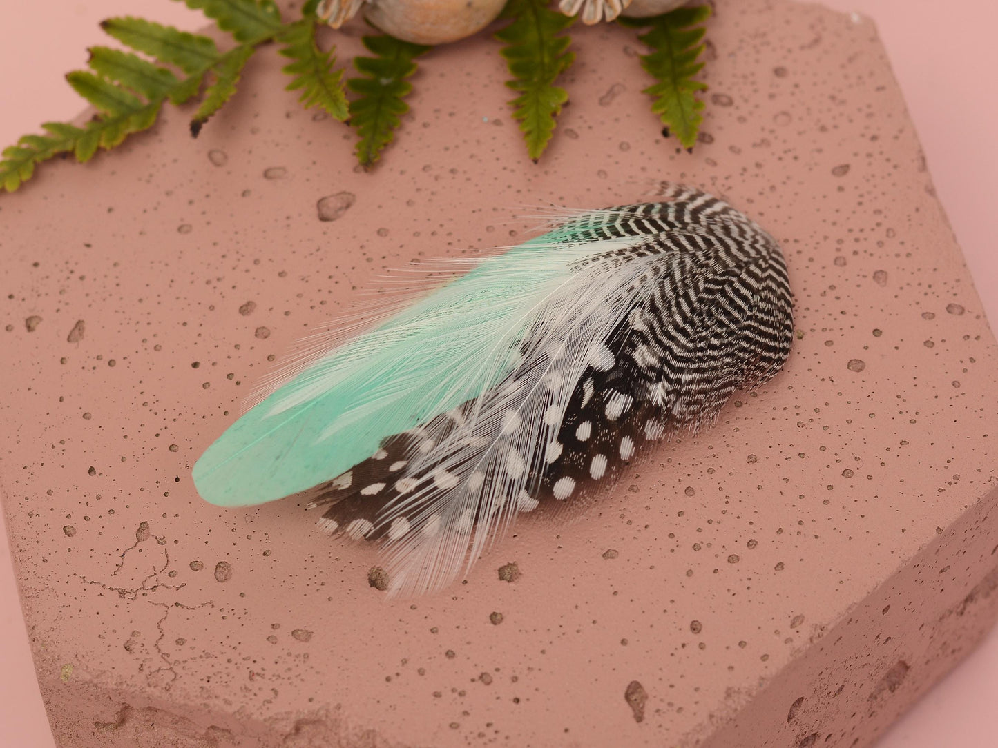 Feather Hair Clip in Mint Green and Polka Dot | Mint Feather Hair Clip | Mint Feather Headpiece | Wedding Fascinator | Bridal Headpiece