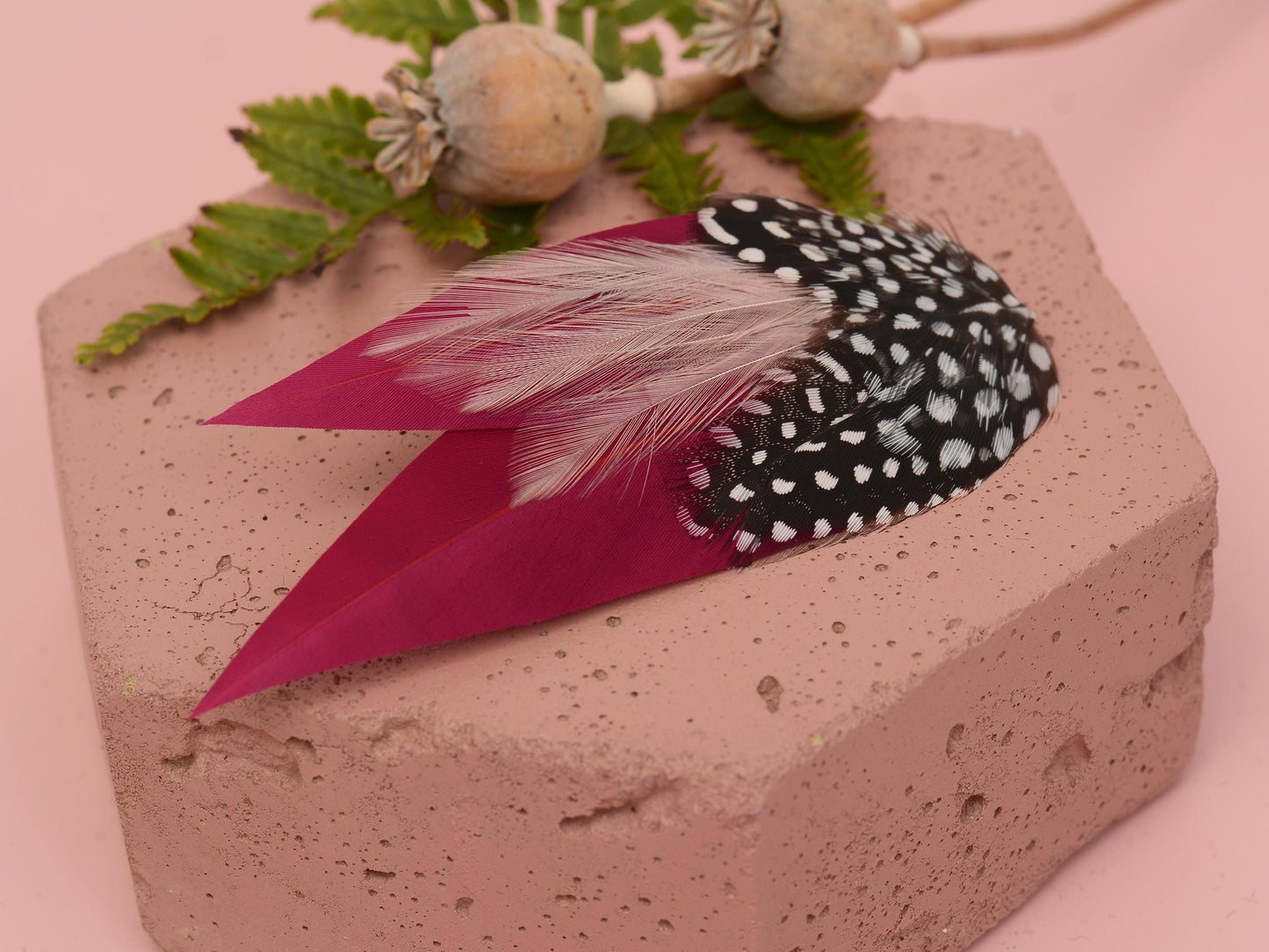 Burgundy Feather Hair Clip with Polka Dots | Burgundy Feather Fascinator | Feather Headpiece | Wedding Fascinator | Bridal Headpiece