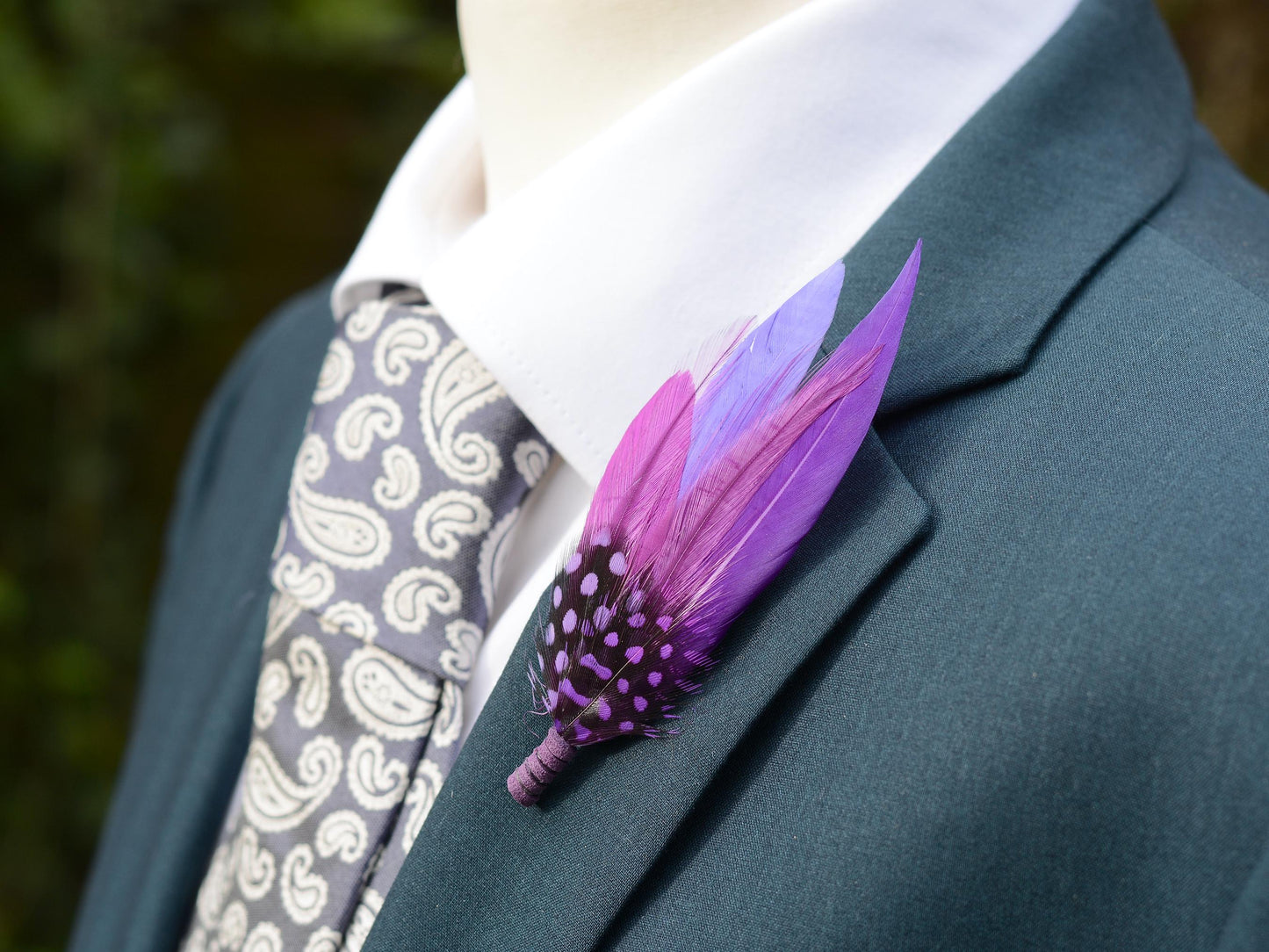 Shades of Purple Feather Lapel Pin Small no.189 | Pheasant Feather Boutonniere | Feather Brooch | Feather Hat Pin