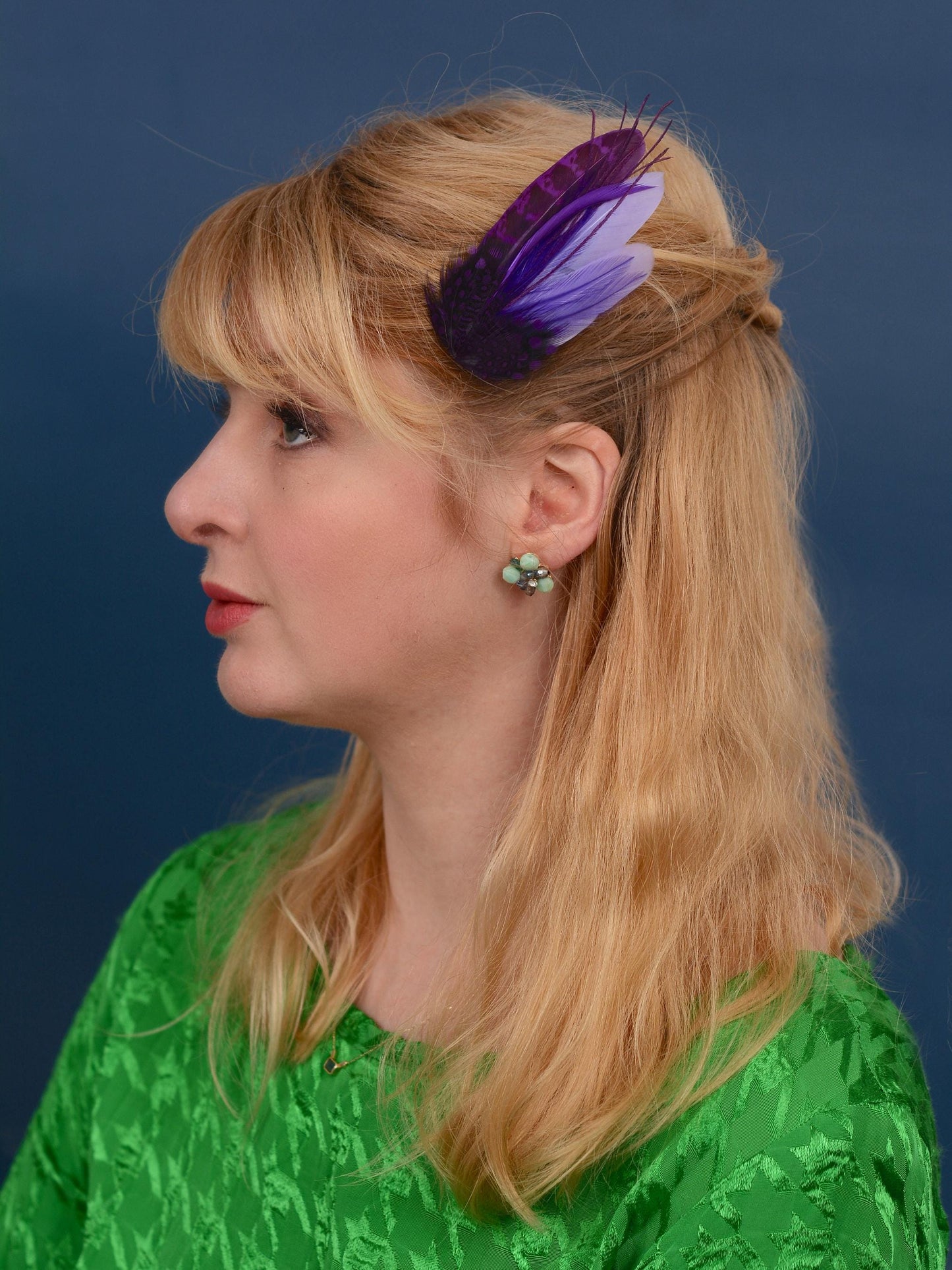 Purple Feather Hair Clip, Purple Feather Fascinator