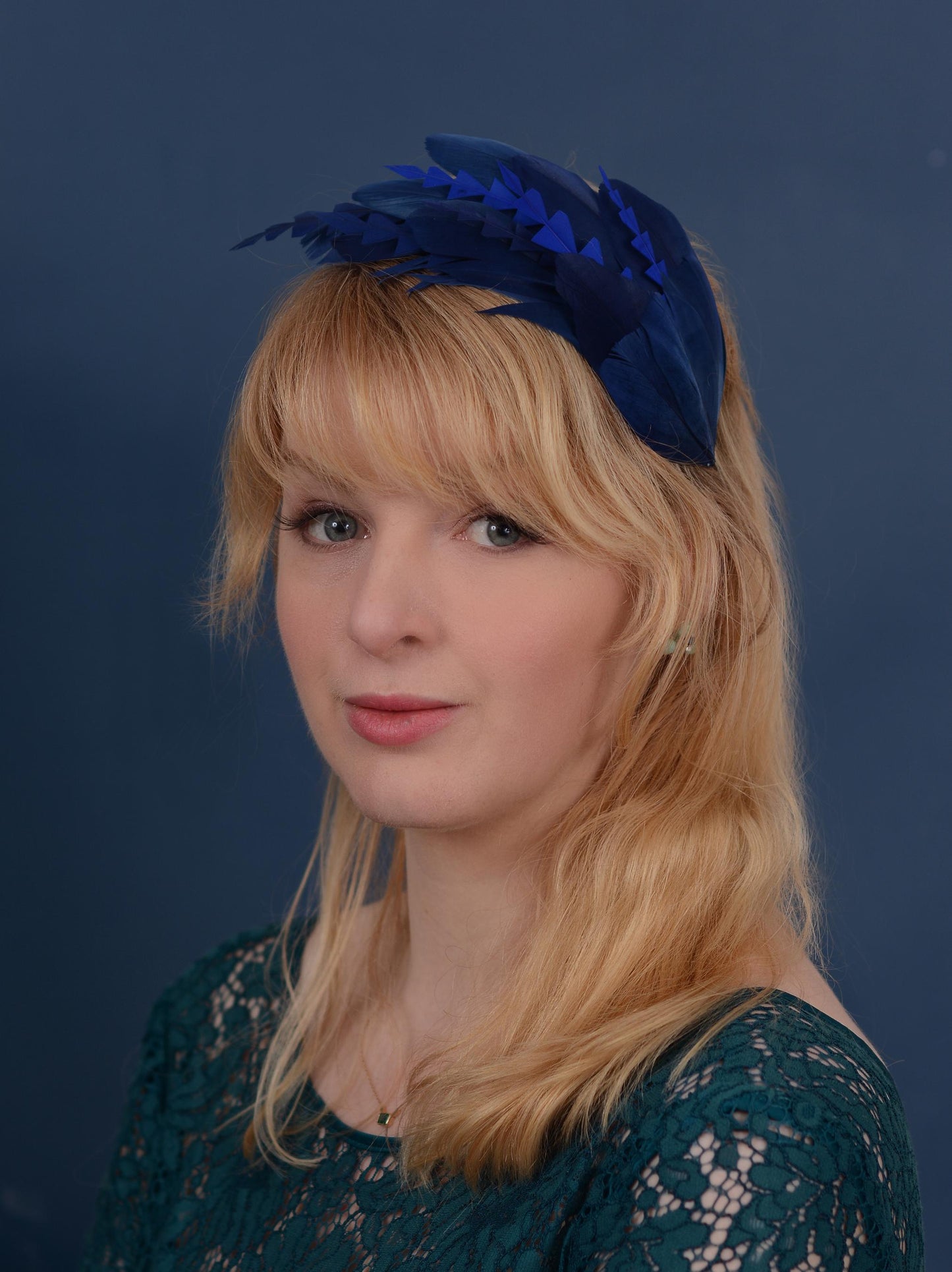 Navy Blue Feather Fascinator Headband No.002 | Blue Feather Headband | Blue Feather Headpiece