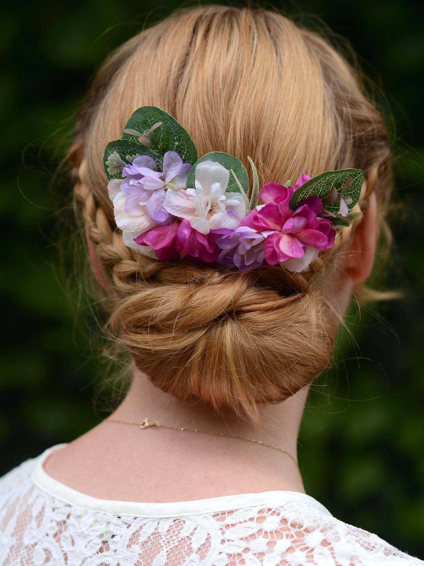 Large Silk Flower Hair Comb in Pink and Purple Blossom and Eucalyptus | Bridal Hair Comb | Bridesmaids Hair Clip | Bridal Headpiece