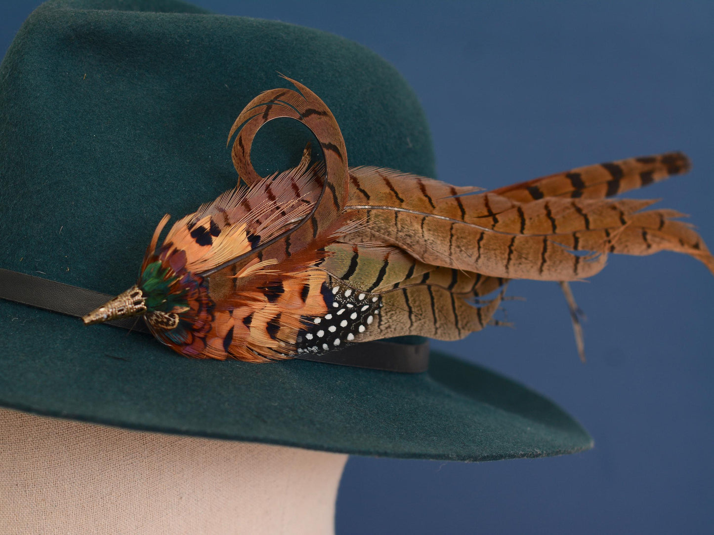 Luxury Pheasant Feather Hat Pin No.327 | Unique Pheasant Feather Boutonniere | Pheasant Feather Brooch