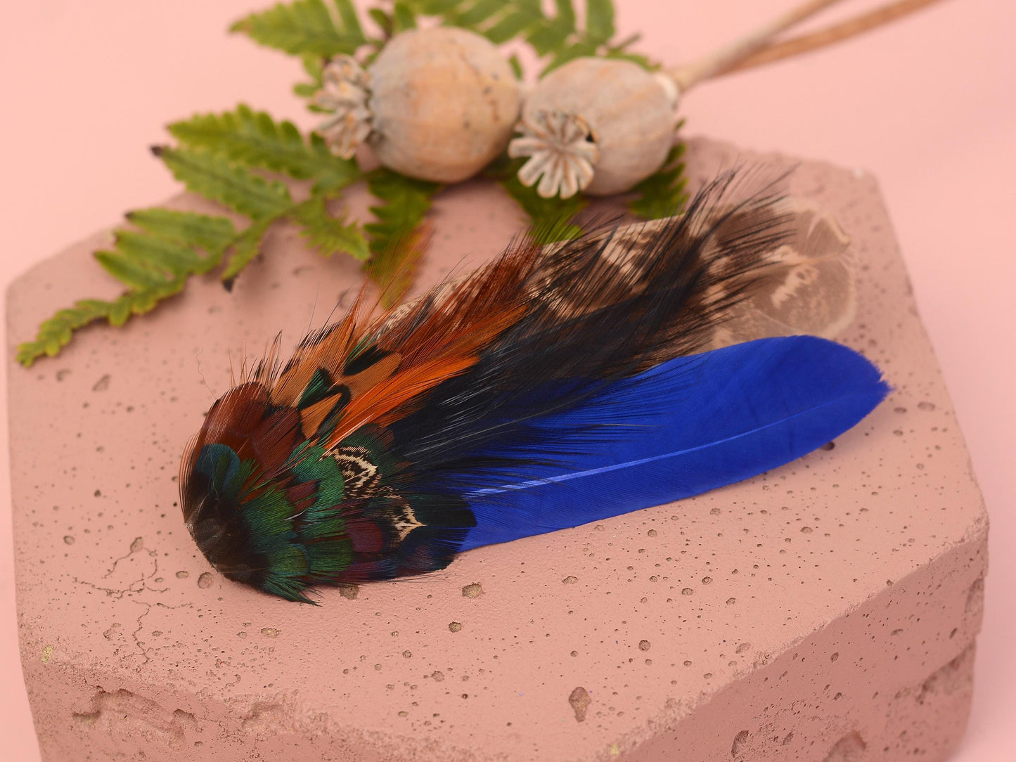 Blue and Copper Pheasant Feather Hair Clip | Feather Fascinator | Bridal | Bridesmaid Hair Clip | Wedding Fascinator