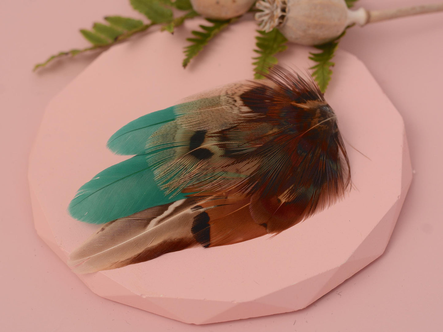 Small Green and Copper Pheasant Feather Hair Clip | Feather Fascinator | Bridal | Bridesmaid Hair Clip | Wedding Fascinator