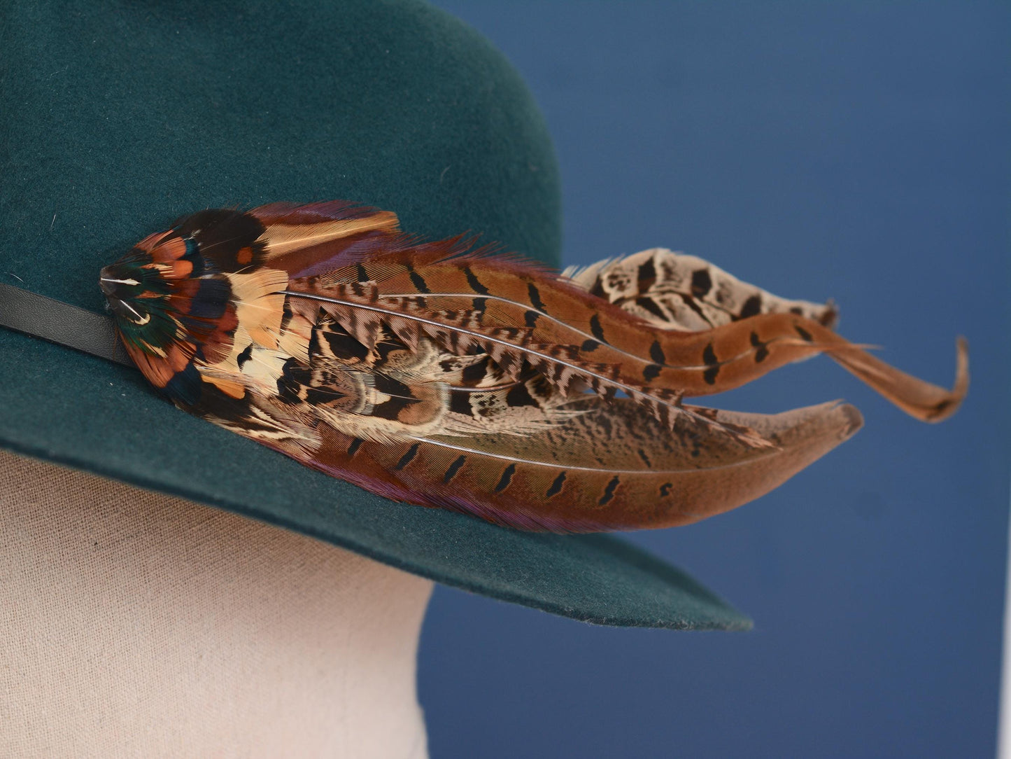 Luxury Natural Copper Pheasant Hat Pin No.326 | Unique Pheasant Feather Boutonniere | Pheasant Feather Brooch