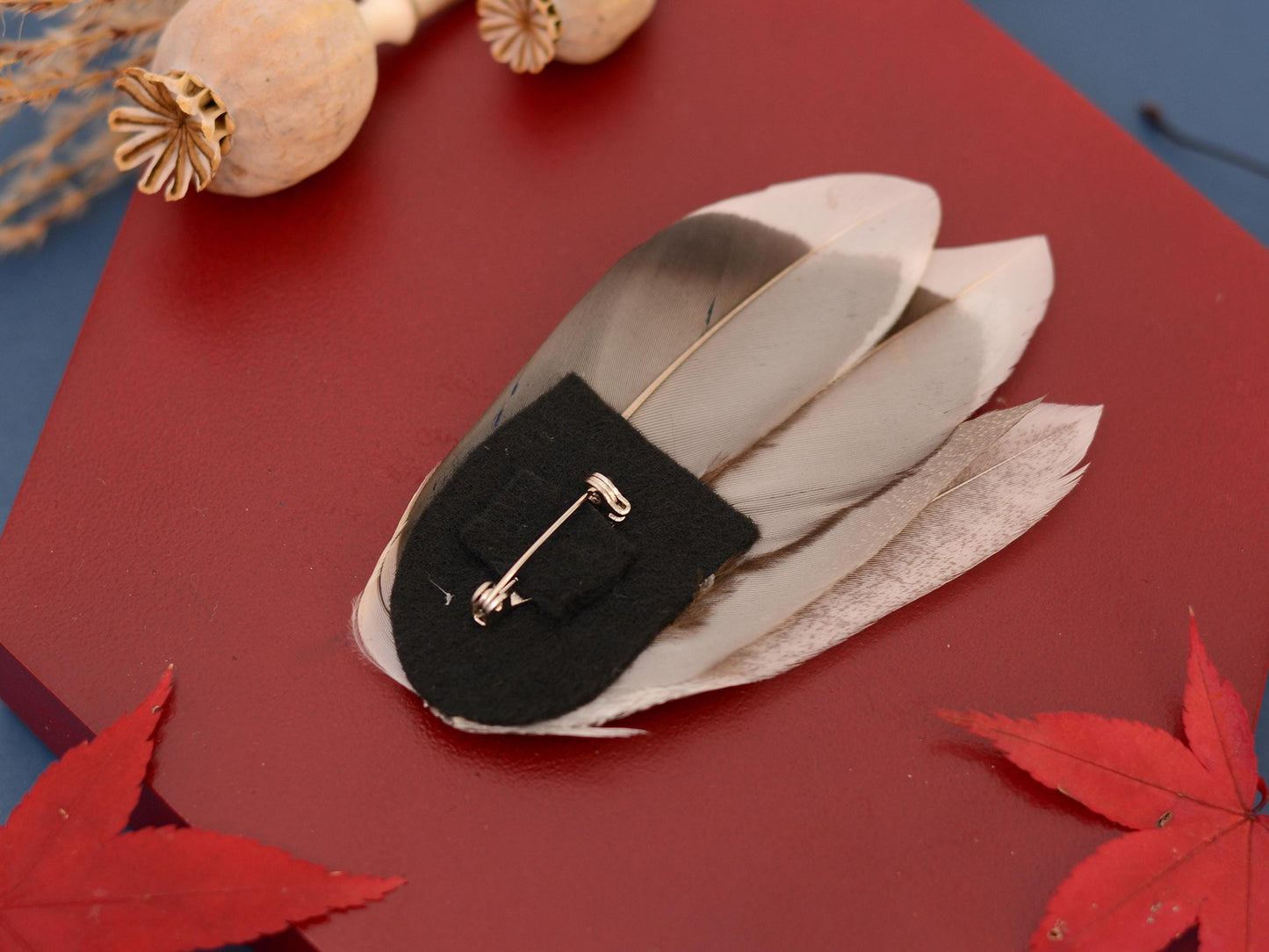 Mallard Duck Feather Lapel Pin in Navy Blue | Feather Boutonniere | Feather Brooch | Feather Hat Pin | Grooms Outfit | Wedding