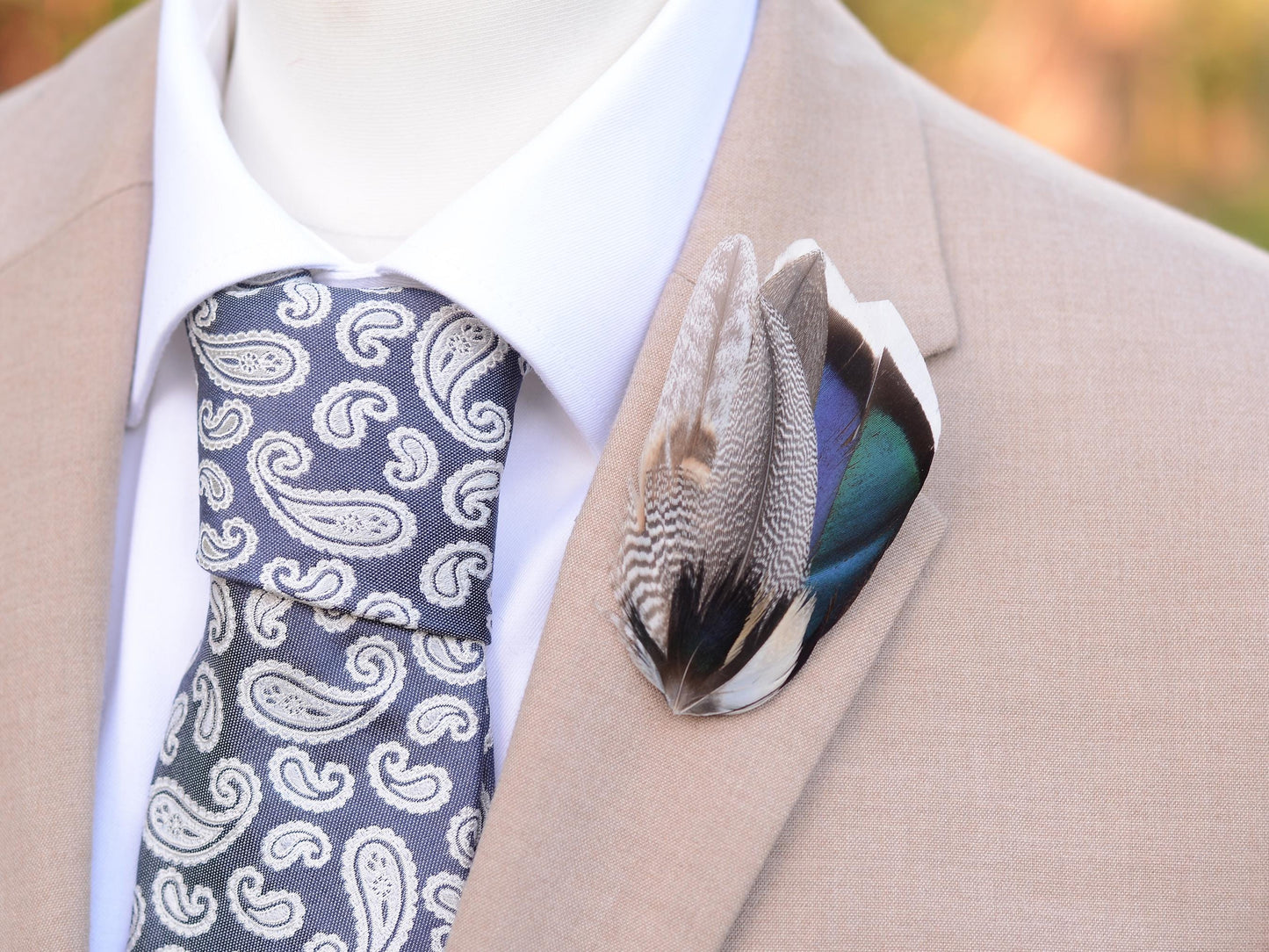 Mallard Duck Feather Lapel Pin in Navy Blue | Feather Boutonniere | Feather Brooch | Feather Hat Pin | Grooms Outfit | Wedding