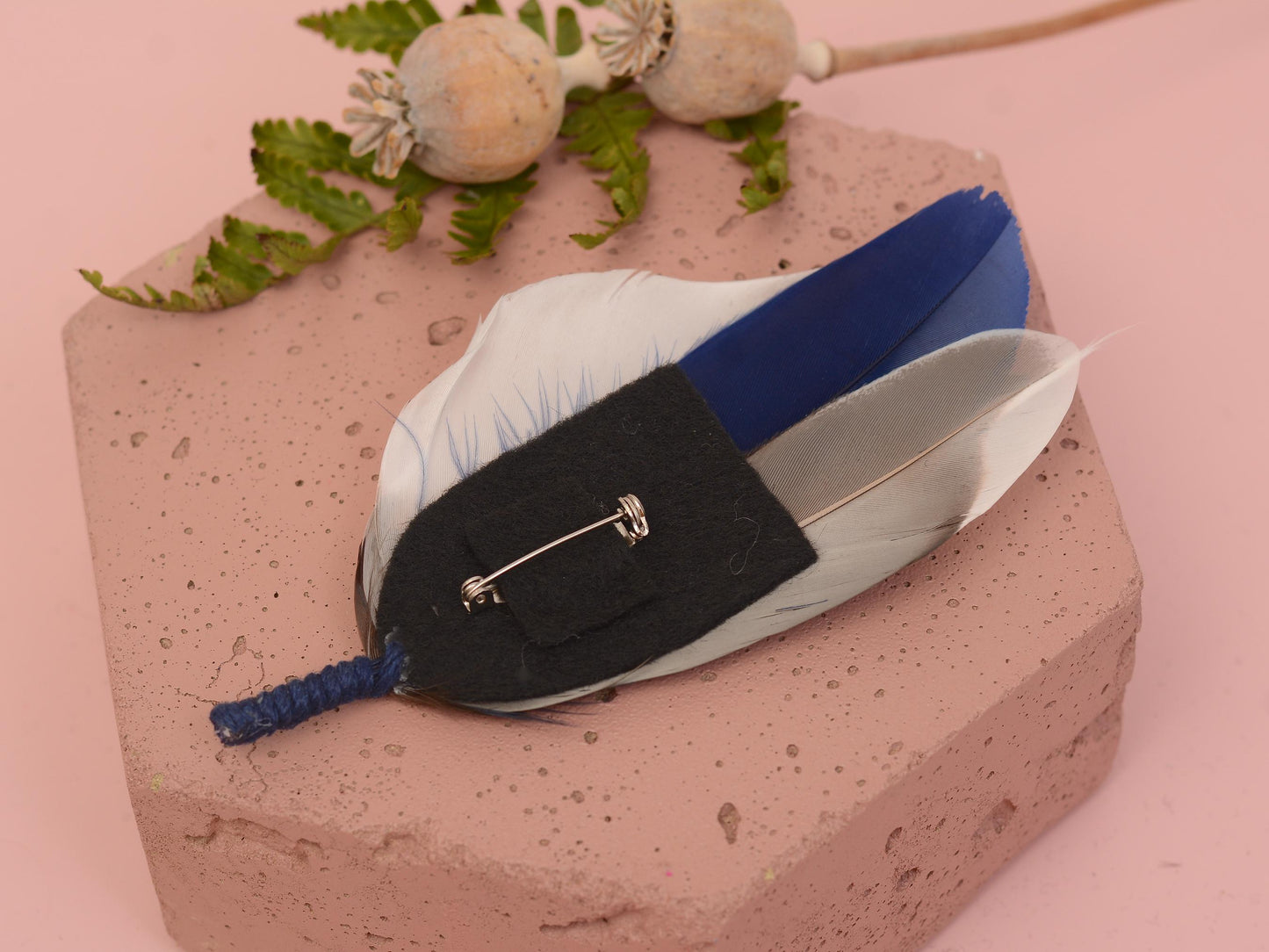 Duck Feather Brooch Hat Pin in Shades of Blue No.319 | Feather Boutonniere | Feather Hat Pin | Grooms Outfit