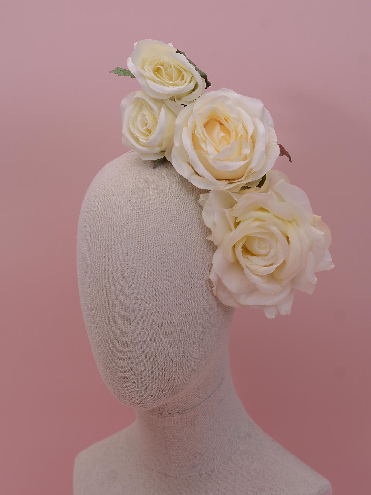 Sculptural Floating Ivory Roses Headpiece | Flower Crown | Flower Headband | Bridal Headpiece | Wedding Headpiece | Races Headpiece