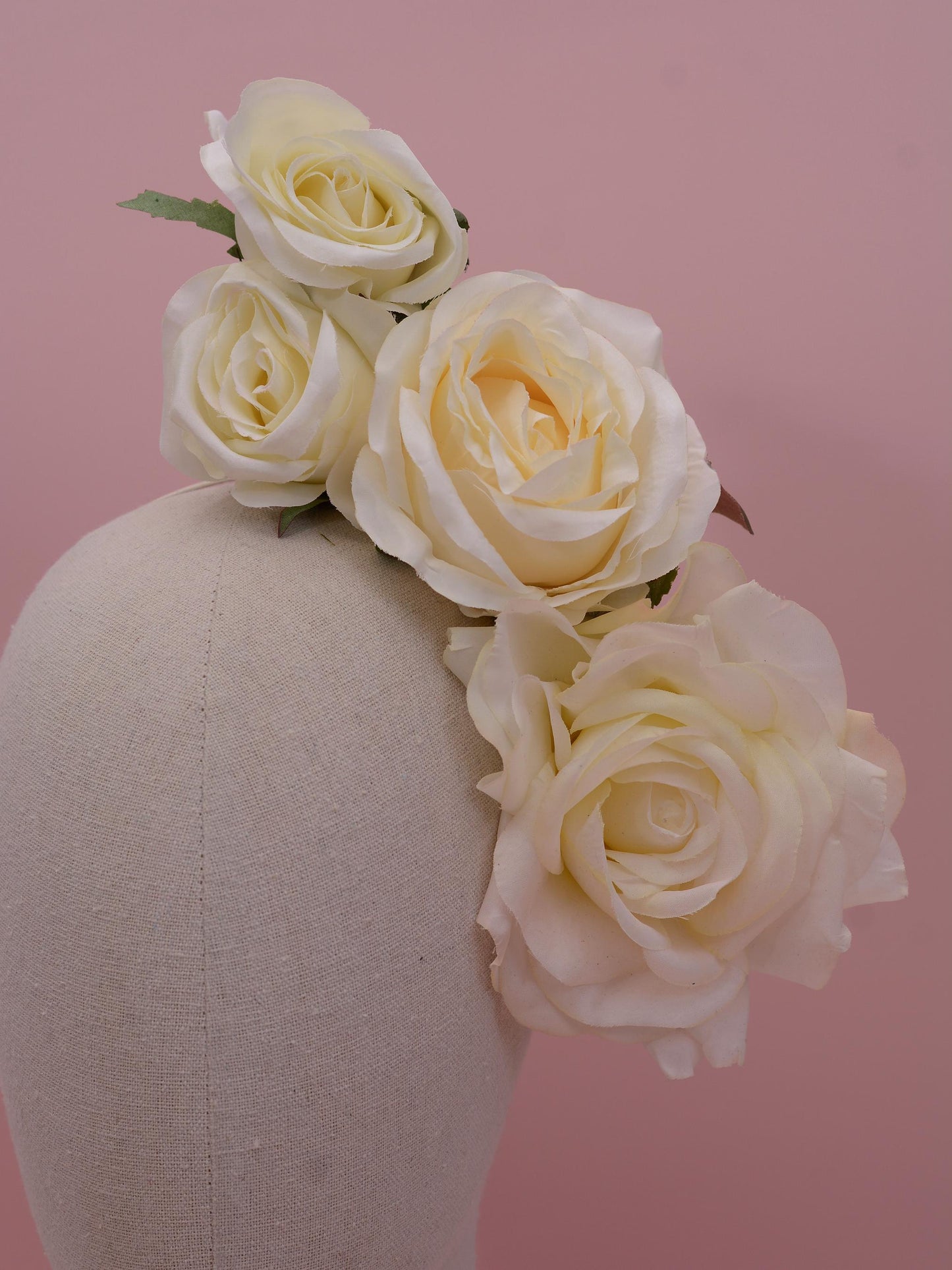 Sculptural Floating Ivory Roses Headpiece | Flower Crown | Flower Headband | Bridal Headpiece | Wedding Headpiece | Races Headpiece
