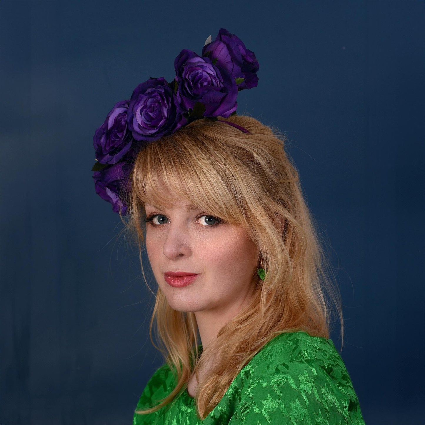 Royal Purple Floating Rose Headpiece | Flower Headband | Flower Crown | Wedding Headpiece | Races Headpiece