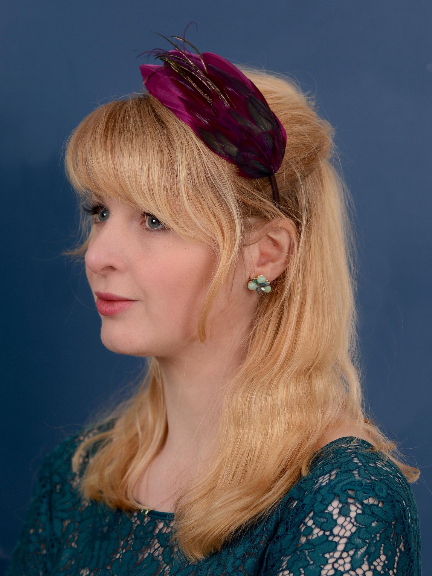 Plum Purple Feather Headband No.001 | Purple Feather Fascinator | Feather Headpiece