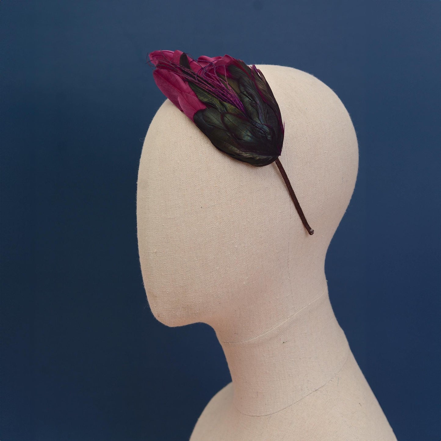 Plum Purple Feather Headband No.007 | Purple Feather Fascinator | Feather Headpiece