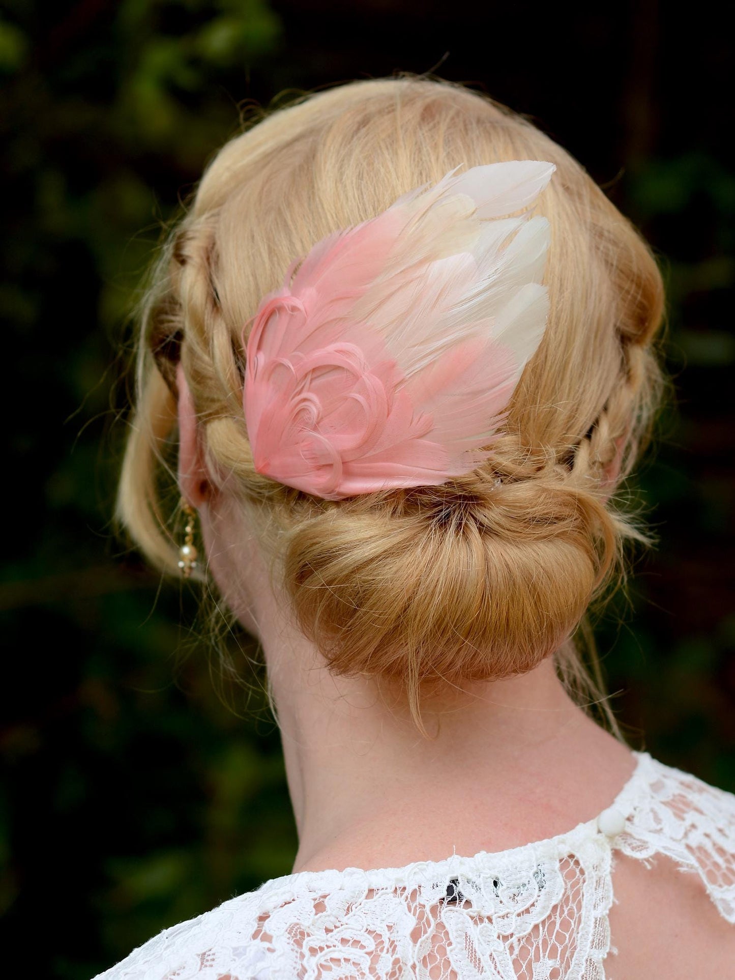 Large Feather Hair Clip in Ombre Blush Pink No.30 | Feather Fascinator | Feather Headpiece | Wedding Fascinator | Bridal Headpiece