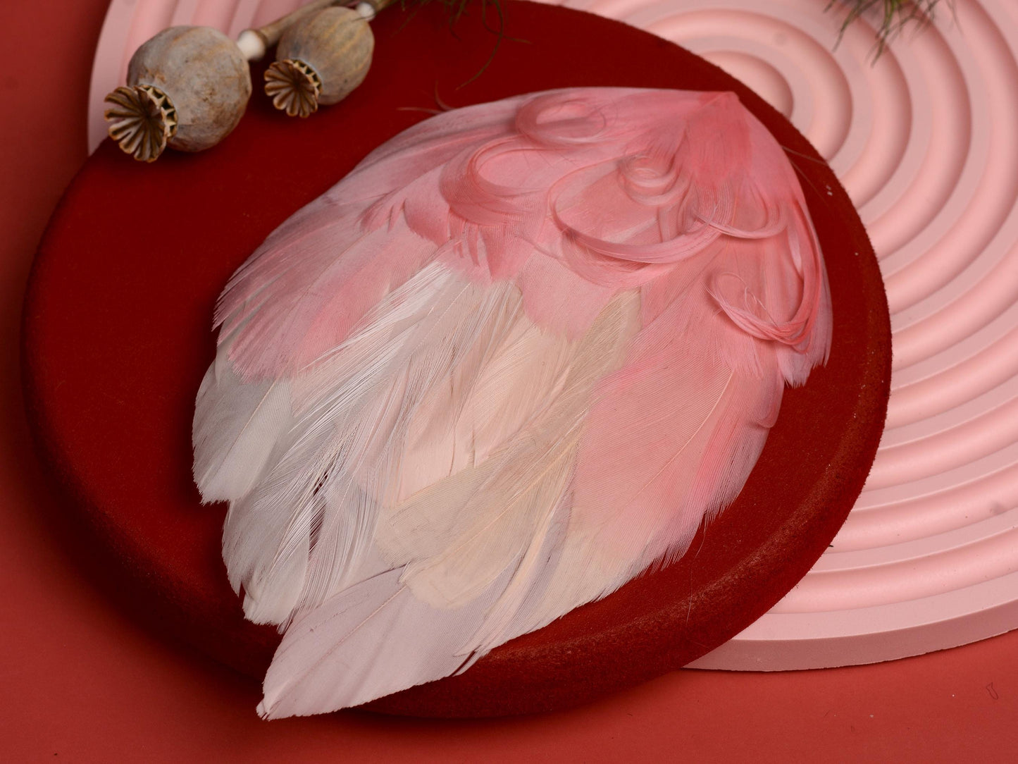 Large Feather Hair Clip in Ombre Blush Pink No.30 | Feather Fascinator | Feather Headpiece | Wedding Fascinator | Bridal Headpiece