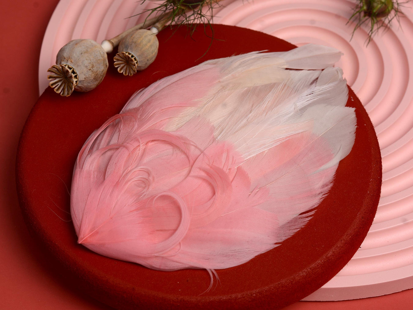 Large Feather Hair Clip in Ombre Blush Pink No.30 | Feather Fascinator | Feather Headpiece | Wedding Fascinator | Bridal Headpiece