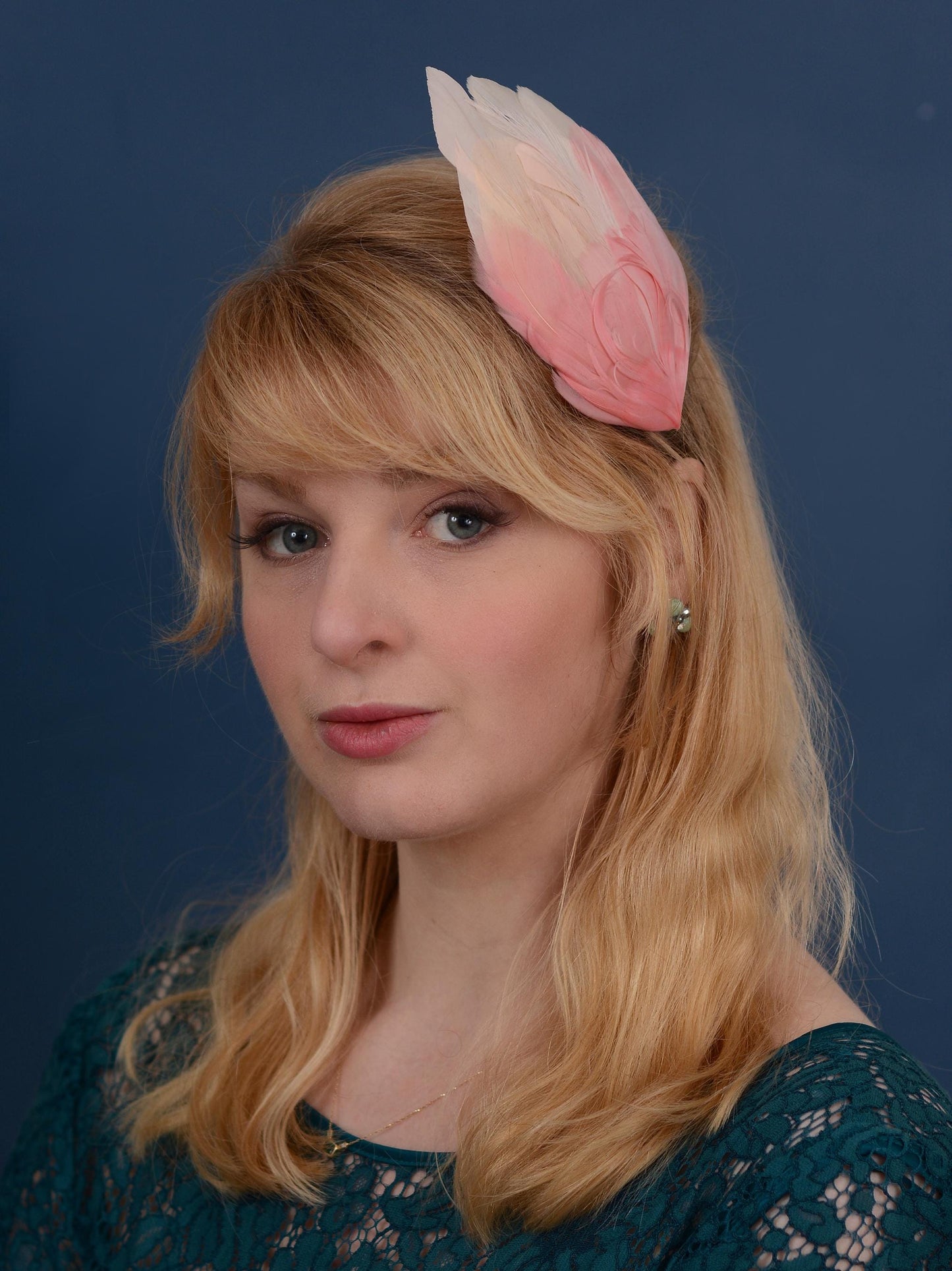 Large Feather Hair Clip in Ombre Blush Pink No.30 | Feather Fascinator | Feather Headpiece | Wedding Fascinator | Bridal Headpiece