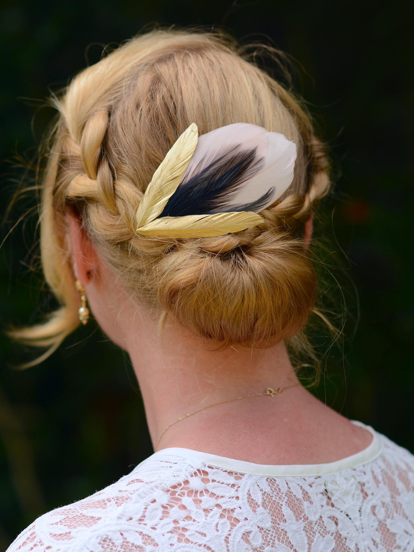 Feather Hair Clip in Peach Blush, Navy and Gold | Feather Fascinator | Feather Headpiece | Bridal Hair Clip | Bridal Headpiece | Bridesmaids