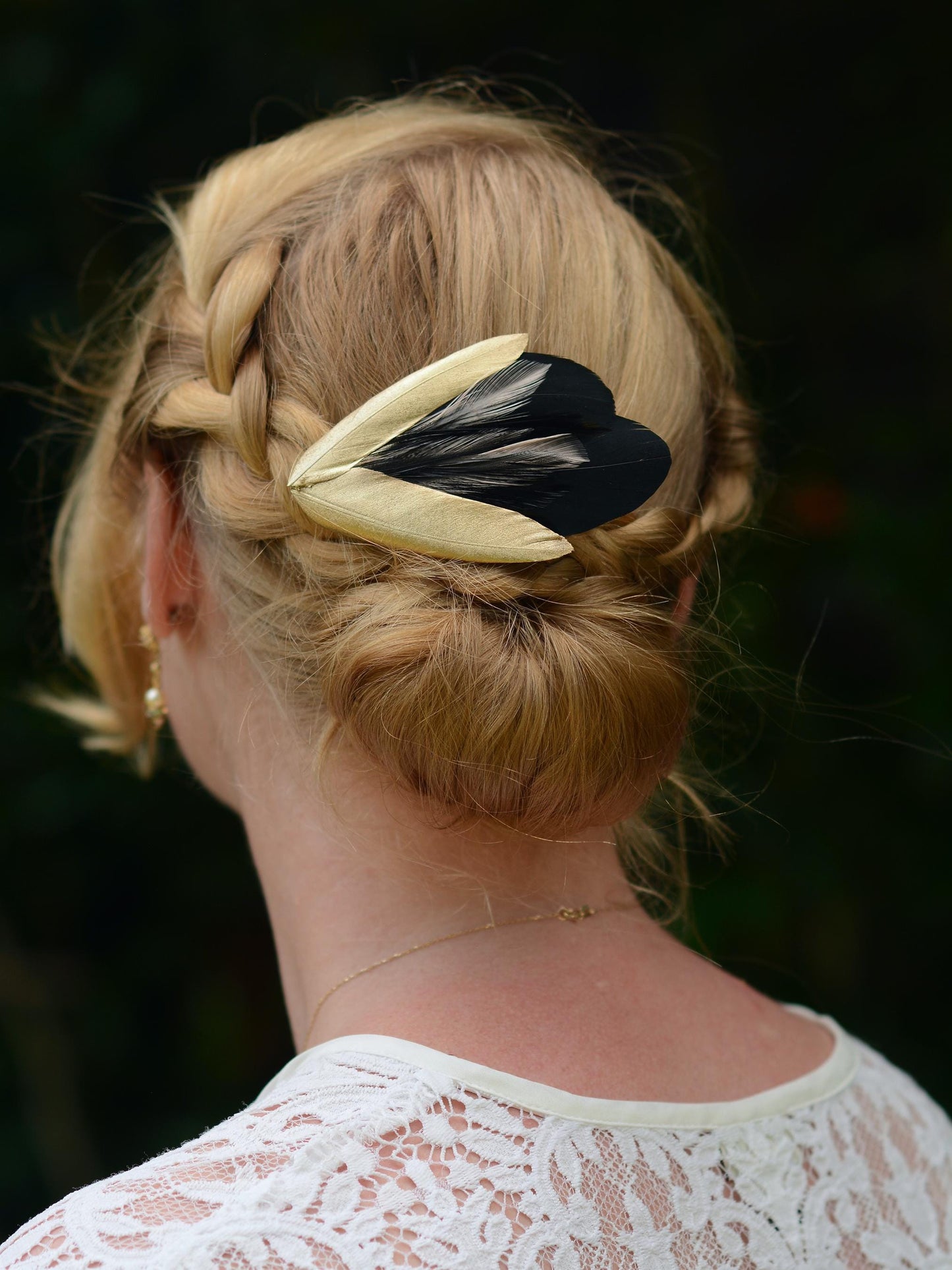 Feather Hair Clip in Black, Blush Pink and Gold | Feather Fascinator | Feather Headpiece | Bridal Hair Clip | Bridal Headpiece | Bridesmaids