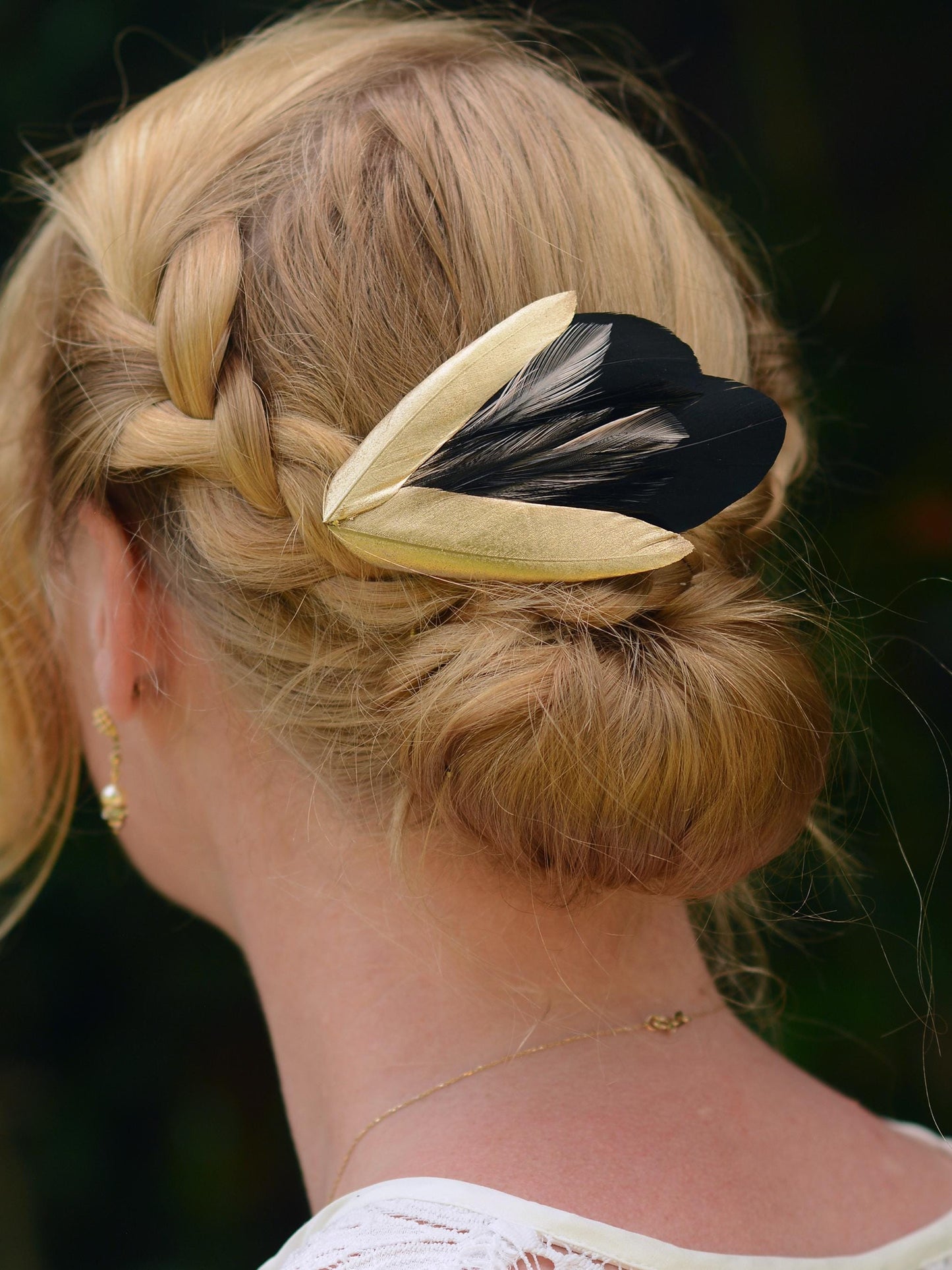 Feather Hair Clip in Black, Blush Pink and Gold | Feather Fascinator | Feather Headpiece | Bridal Hair Clip | Bridal Headpiece | Bridesmaids