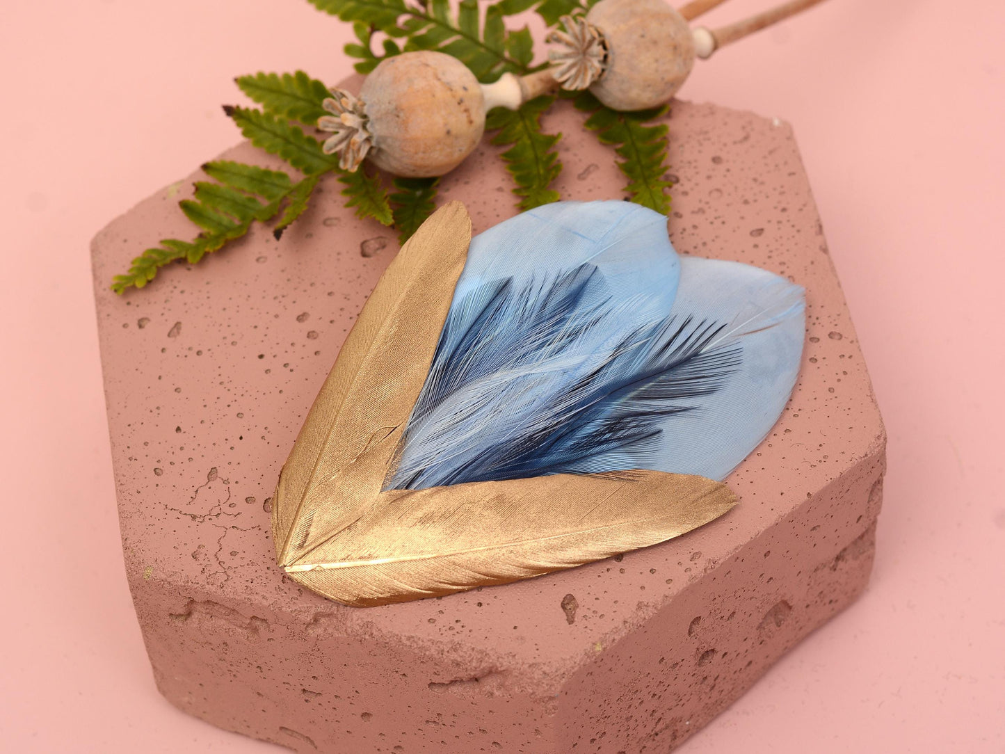 Feather Hair Clip in Sky Blue and Gold | Royal Blue Feather Fascinator | Feather Headpiece | Bridal Hair Clip | Bridesmaids