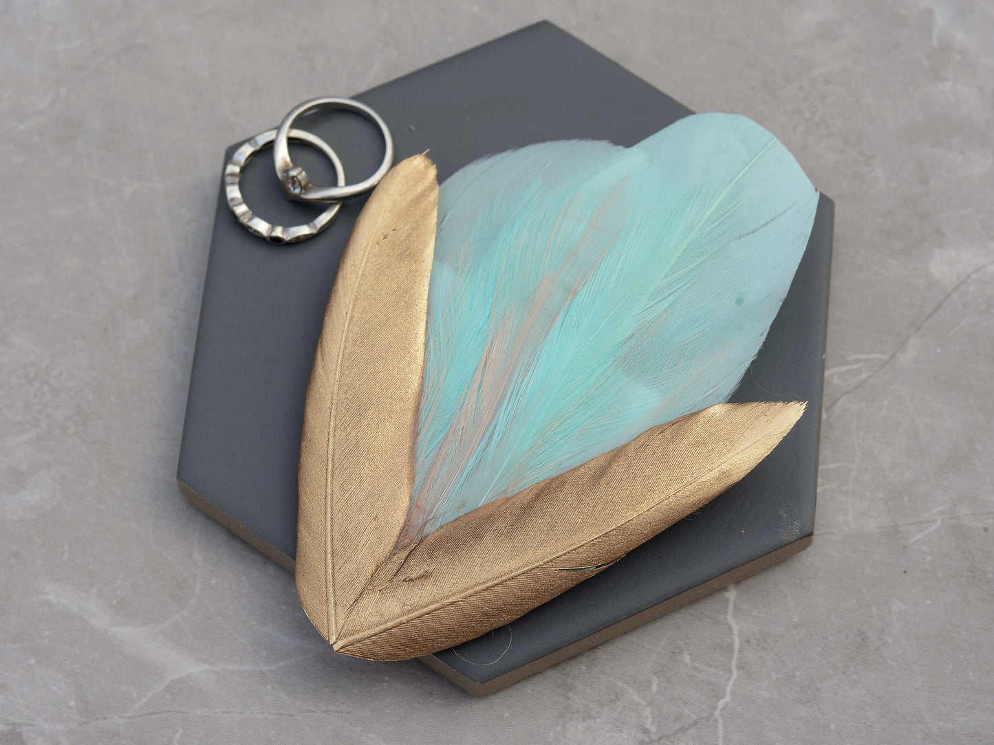 Feather Hair Clip in Mint Green, Pink and Gold | Feather Fascinator | Feather Headpiece | Bridal Hair Clip | Bridal Headpiece | Bridesmaids