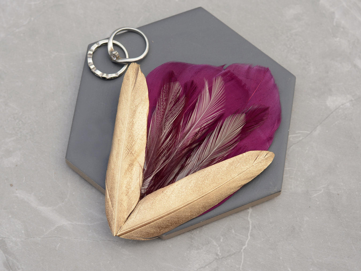 Feather Hair Clip Plum, Gold and Blush | Feather Fascinator | Feather Headpiece | Bridal Hair Clip | Bridal Headpiece | Bridesmaids