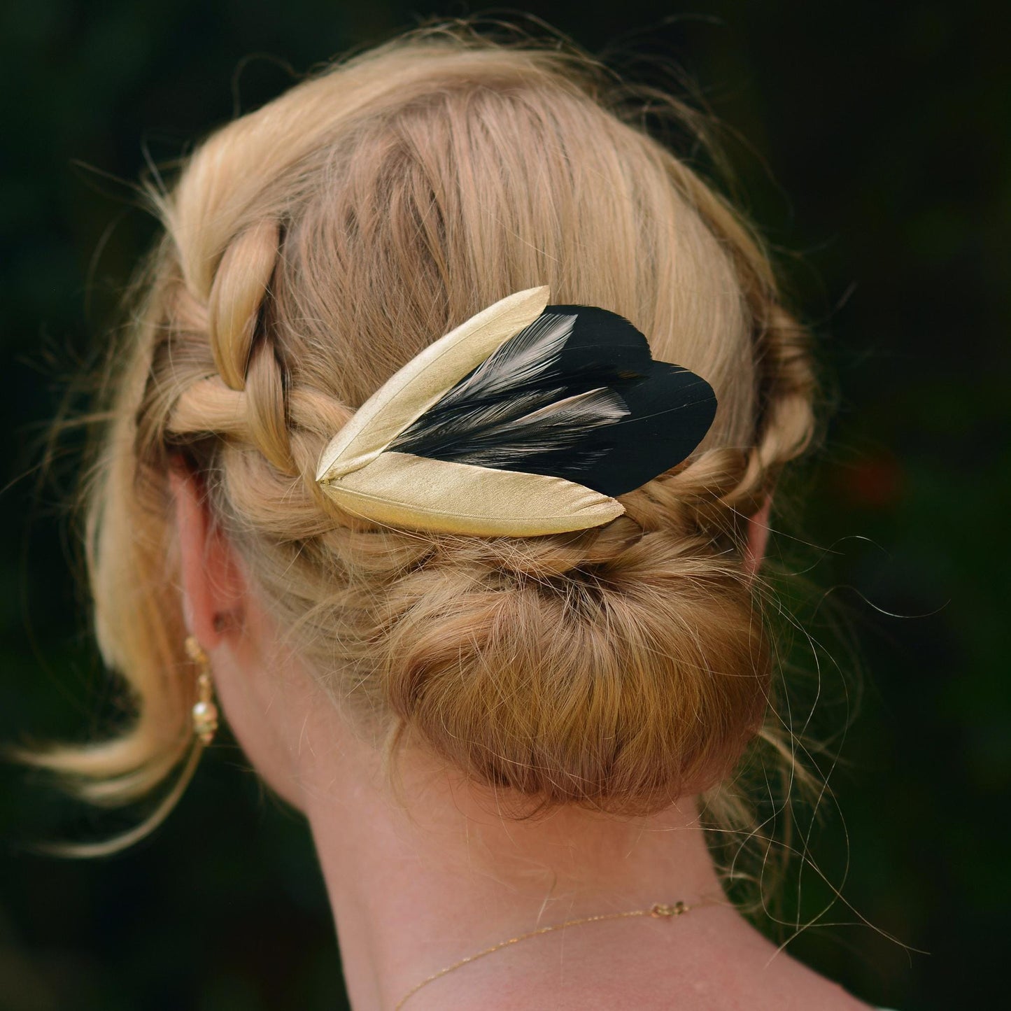 Feather Hair Clip in Black, Blush Pink and Gold | Feather Fascinator | Feather Headpiece | Bridal Hair Clip | Bridal Headpiece | Bridesmaids