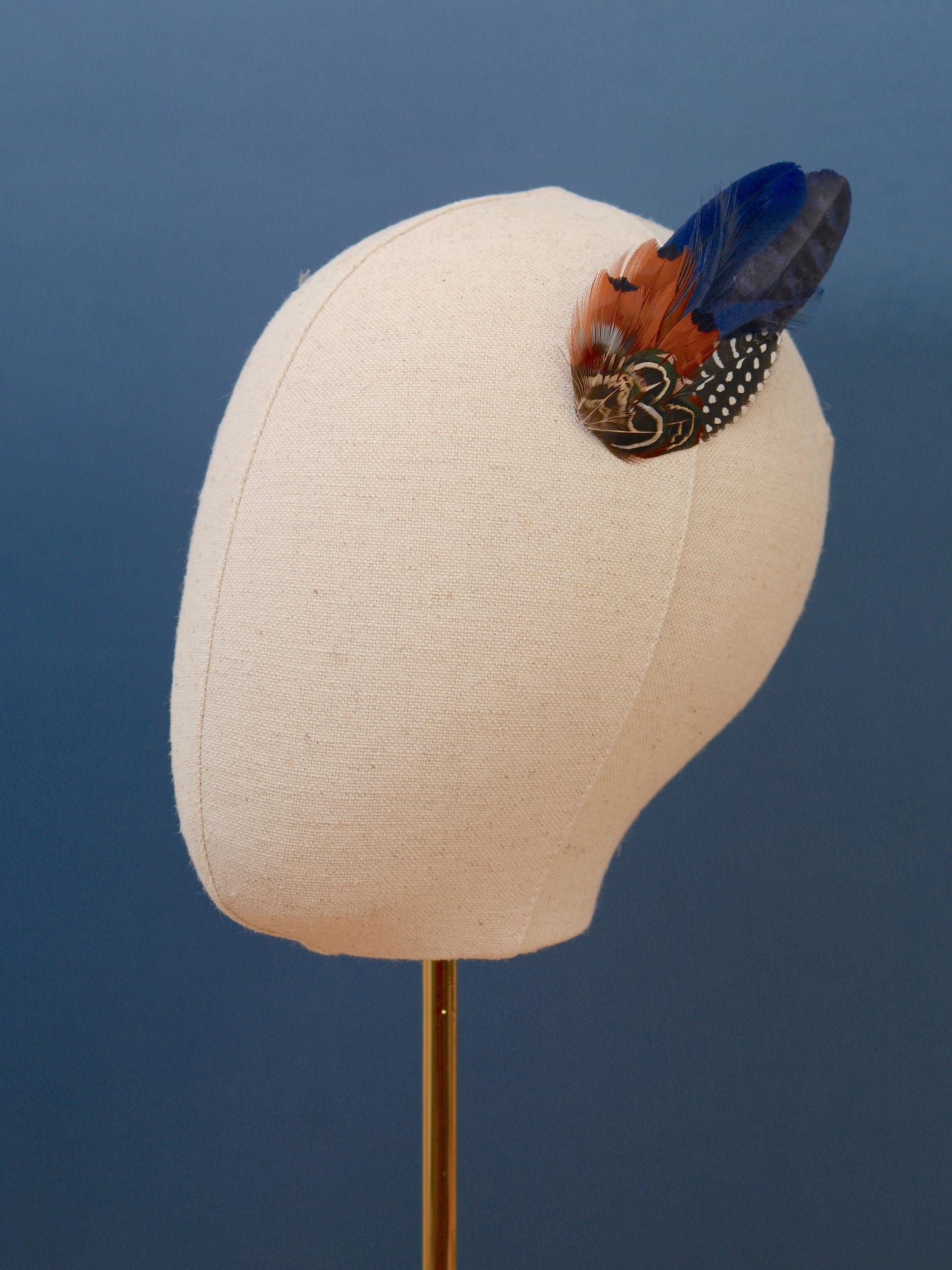 Navy Blue Feather Hair Clip, Feather Fascinator