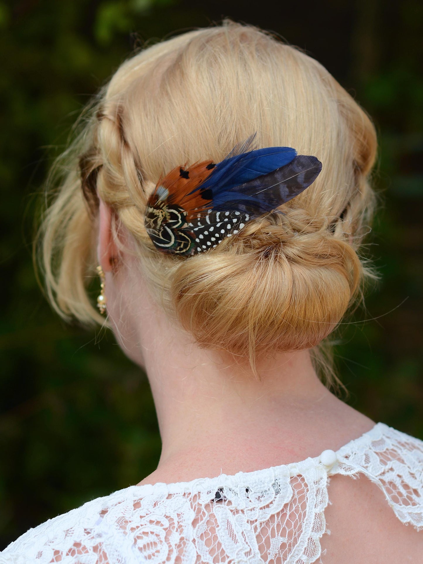 Navy Blue Feather Hair Clip, Feather Fascinator