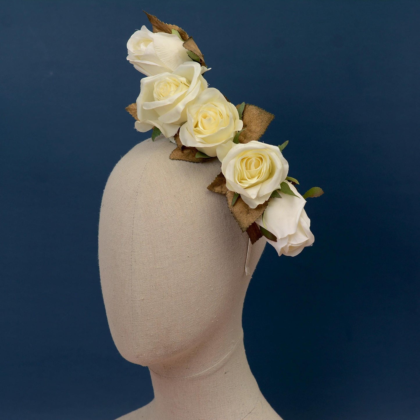 Floating Ivory and Gold Roses Flower Crown Headpiece | Flower Headband | Bridal Headpiece | Wedding Headpiece | Races Headpiece