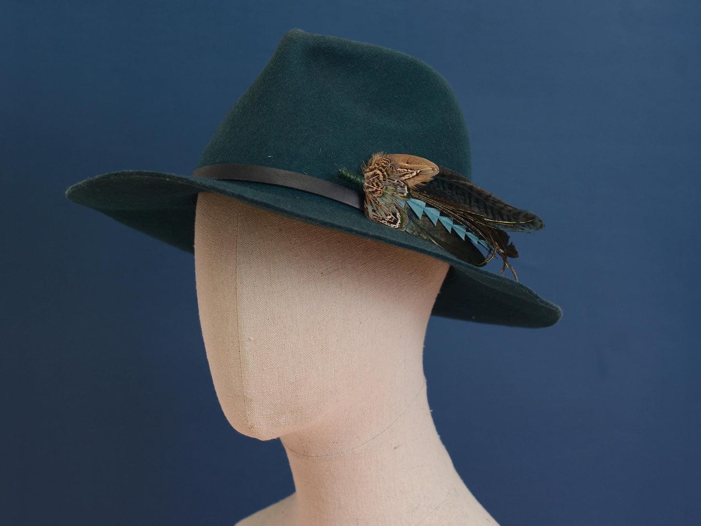 Teal and Green Feather Hat Pin / Boutonniere No.323 | Feather Boutonniere | Pheasant Feather Brooch