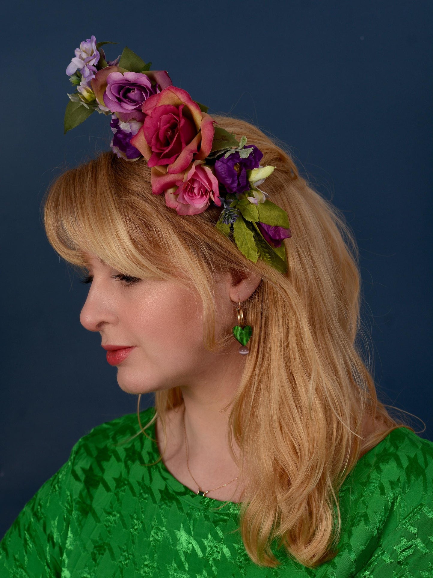 Sculptural Purple and Pink Roses Headpiece | Flower Crown | Flower Fascinator | Flower Headband | Wedding Headpiece | Races Headpiece