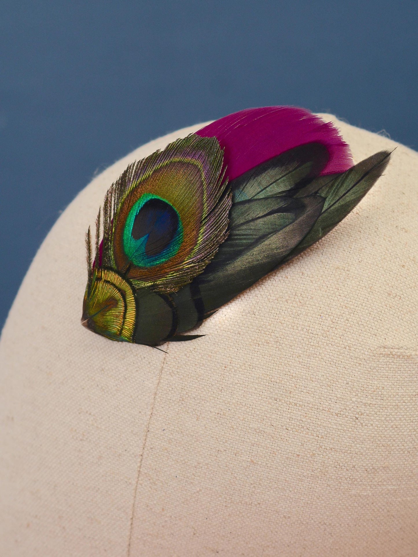 Plum and Peacock Feather Hair Clip | Peacock Feather Fascinator | Wedding Fascinator | Bridal Hair Clip | Bridesmaid Hair Clip