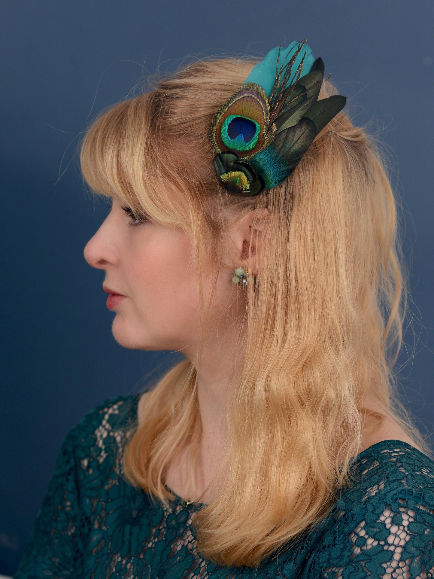 Teal and Peacock Feather Hair Clip | Peacock Feather Fascinator | Bridal Hair Clip | Bridesmaid Hair Clip | Wedding Fascinator