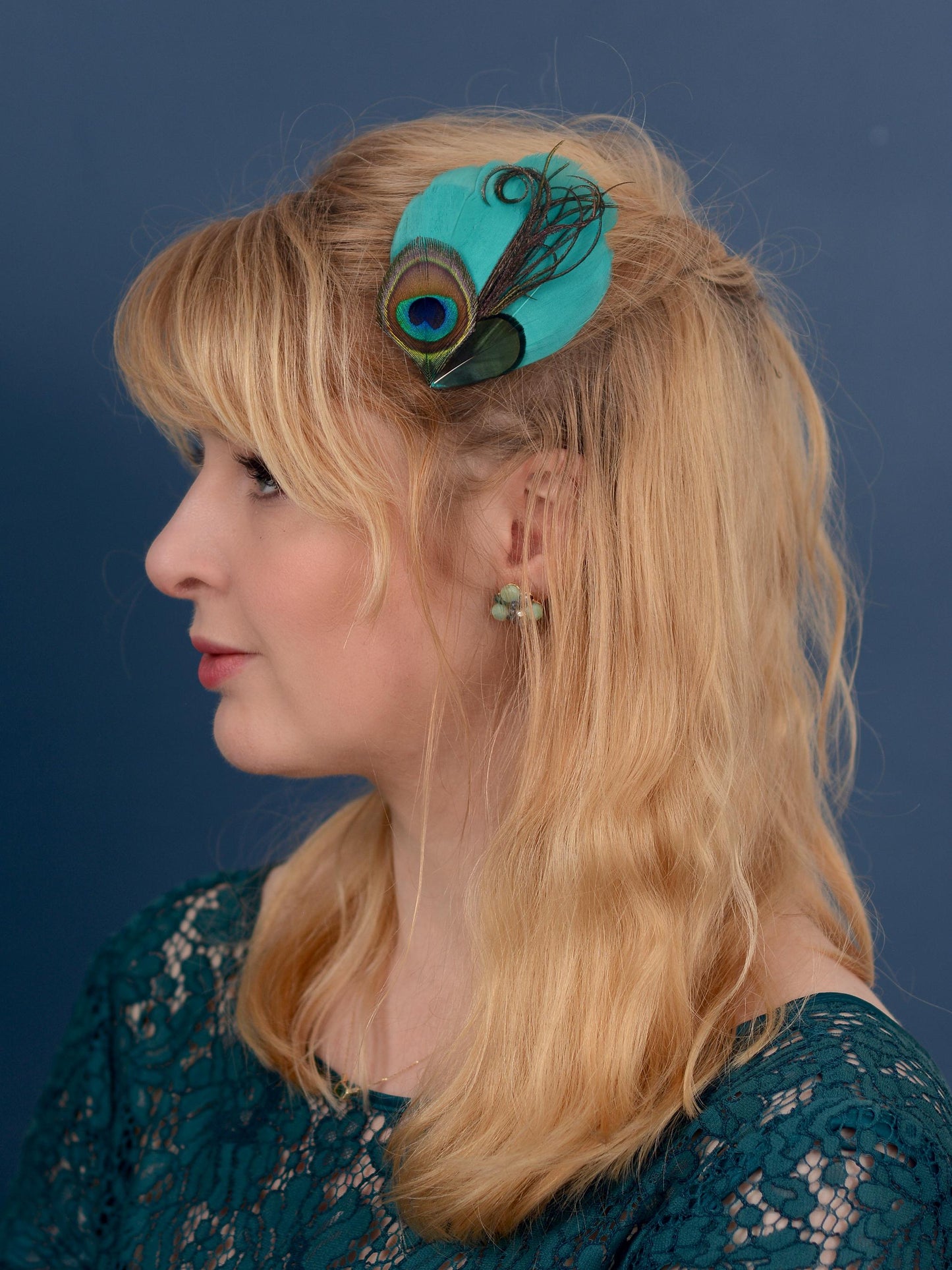 Peacock and Teal Feather Hair Clip | Peacock Feather Fascinator | Bridal Hair Clip | Bridesmaid Hair Clip | Wedding Fascinator