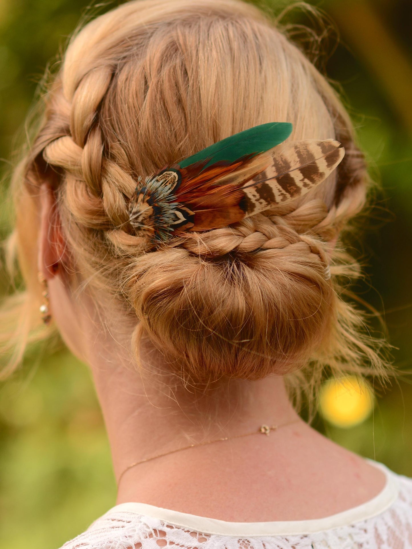 Green and Copper Pheasant Feather Hair Clip, Feather Fascinator
